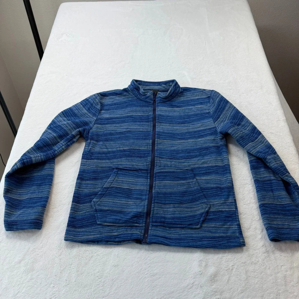 Eddie Bauer Fleece Jacket Kids L 14/16 Blue Good Striped Full Zip E9330W561